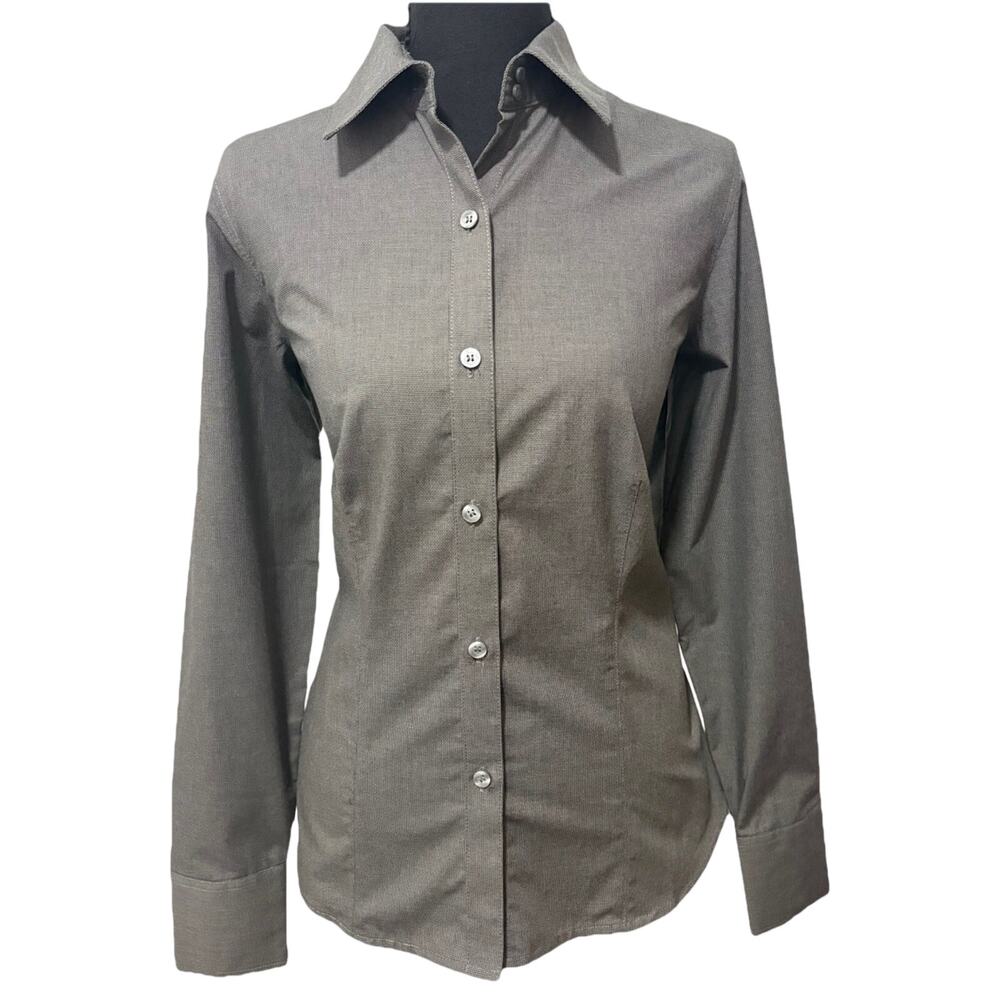 Liz Claiborne Women S Gray Button Down Shirt Long Sleeve Career Workwear